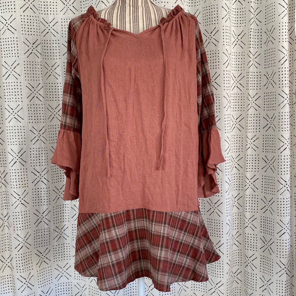 Red Plaid Detail Dress